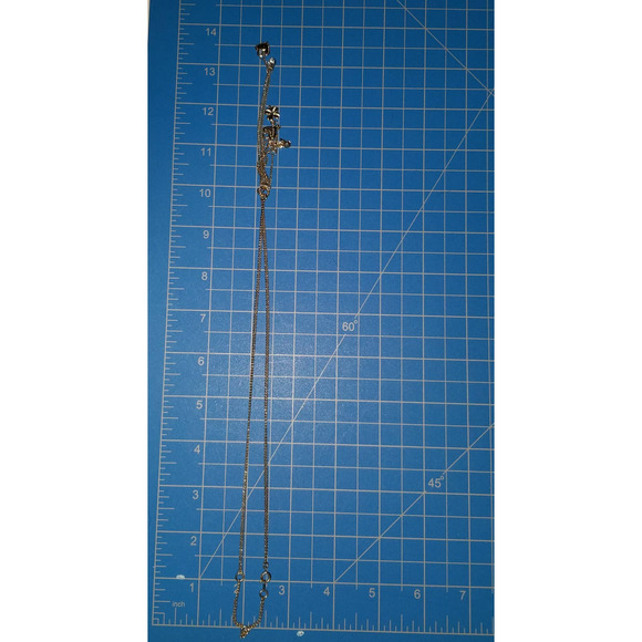 Gold Tone Lariat Necklace with Dangling Charms Hearts, Dragonfly & 4 Leaf Clover - Picture 6 of 7